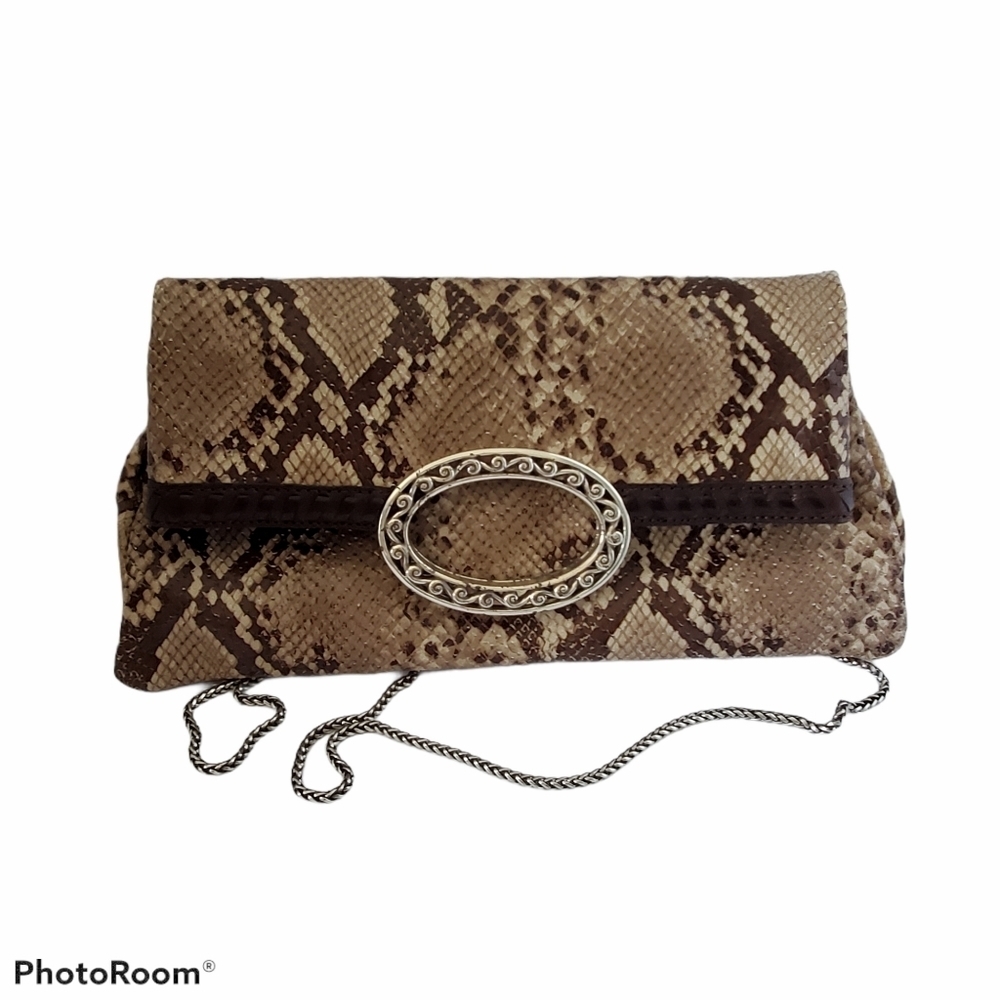 Brighton Python Convertible Crossbody Clutch Purse - image 1